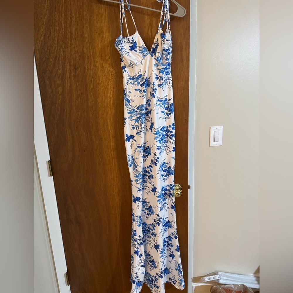 Floral Blue and White Maxi Dress